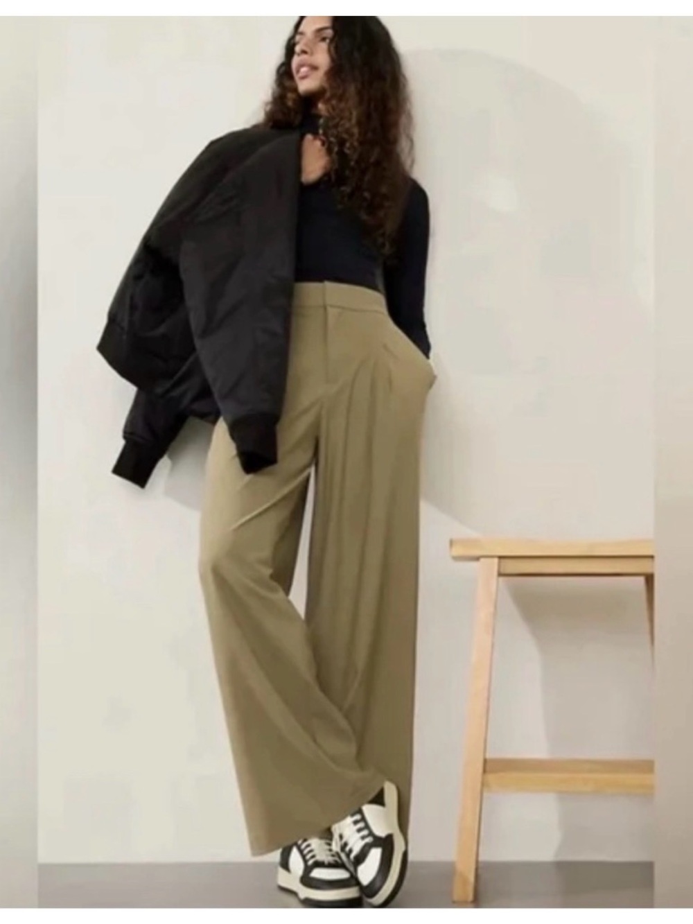 Athleta Wide Leg High-Rise Women's Pants in Olive-size 12